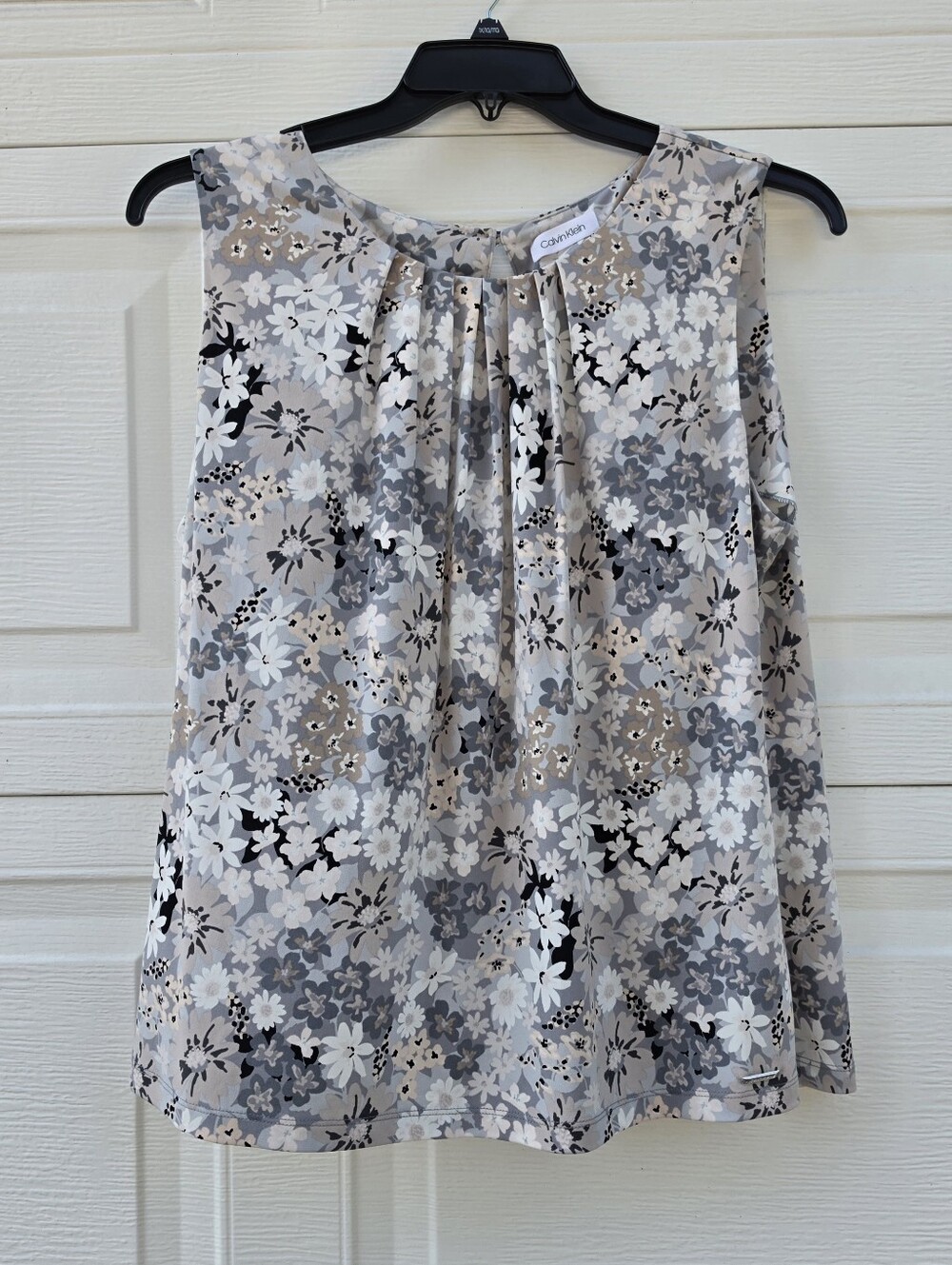Calvin Klein Grey Floral Pleated Sleeveless Camisole